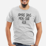 T-Shirt Homme Jamais sans mon chat Gris