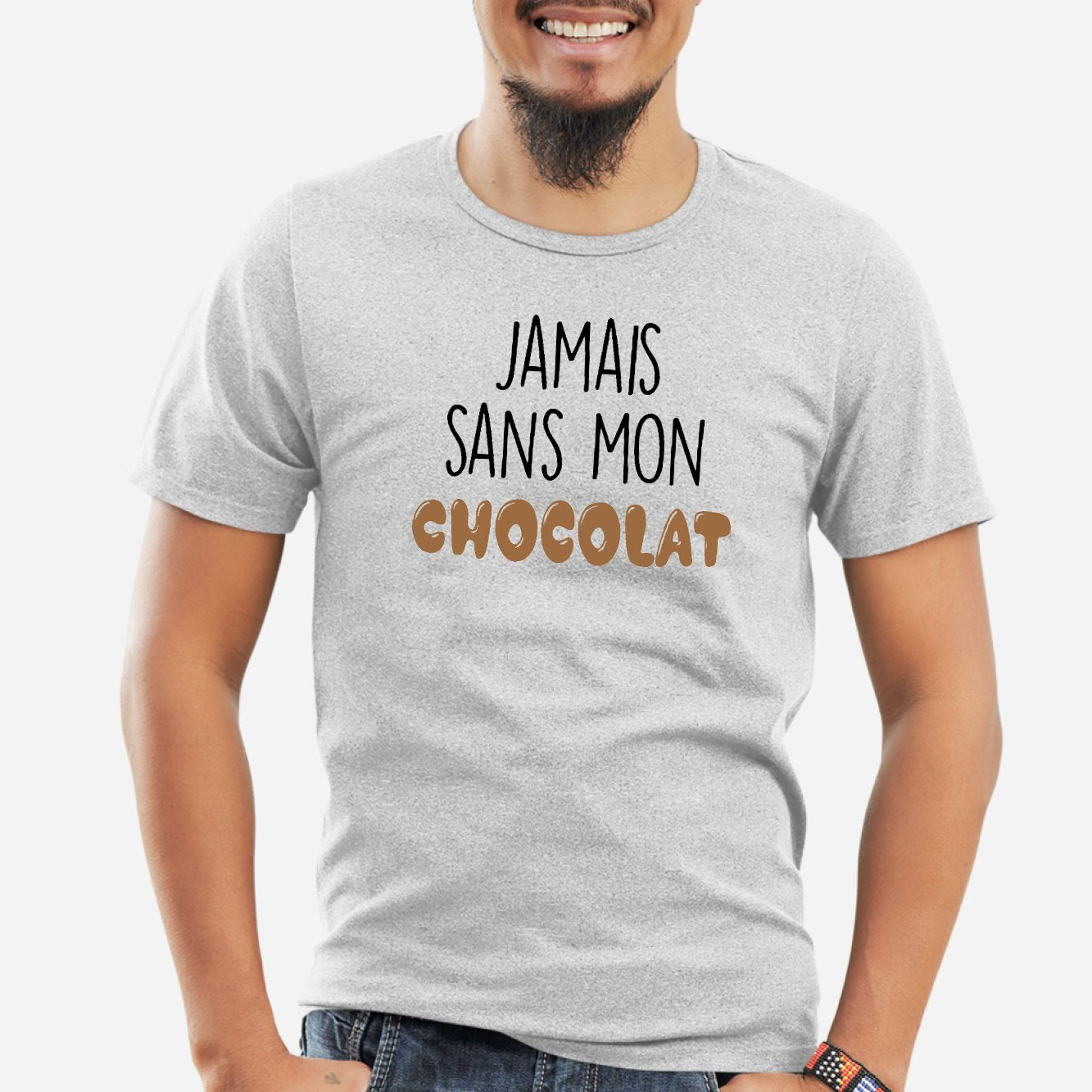 T-Shirt Homme Jamais sans mon chocolat Gris