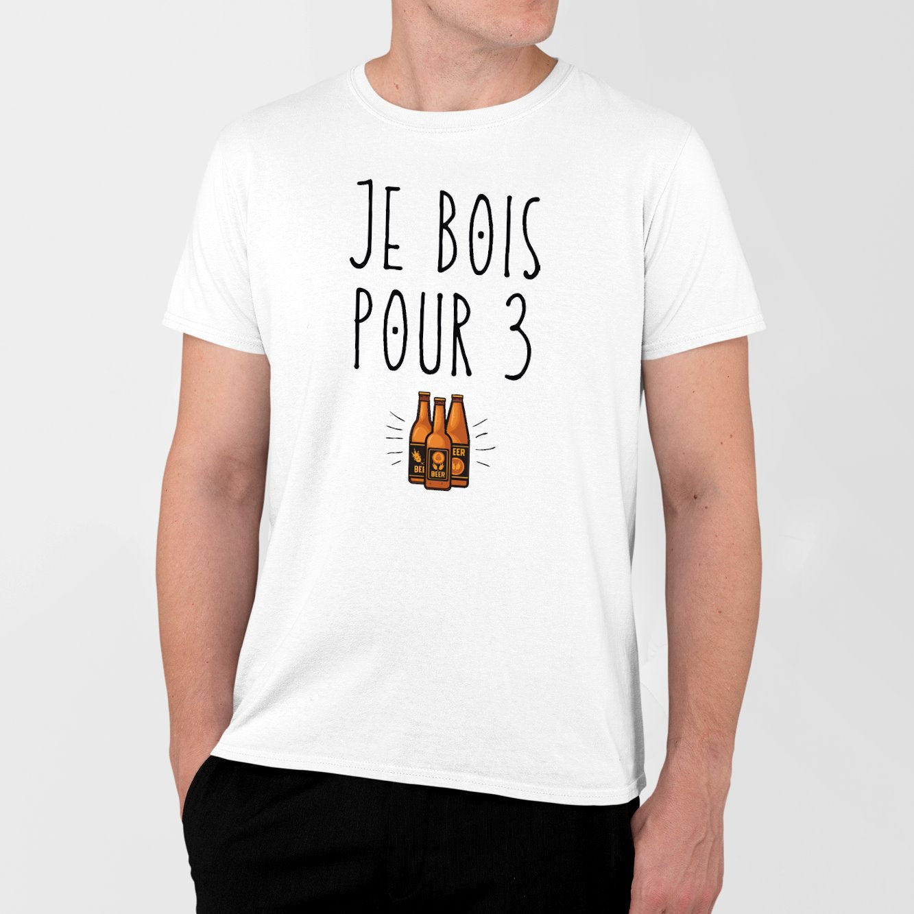 T-Shirt Homme Je bois pour 3 Blanc