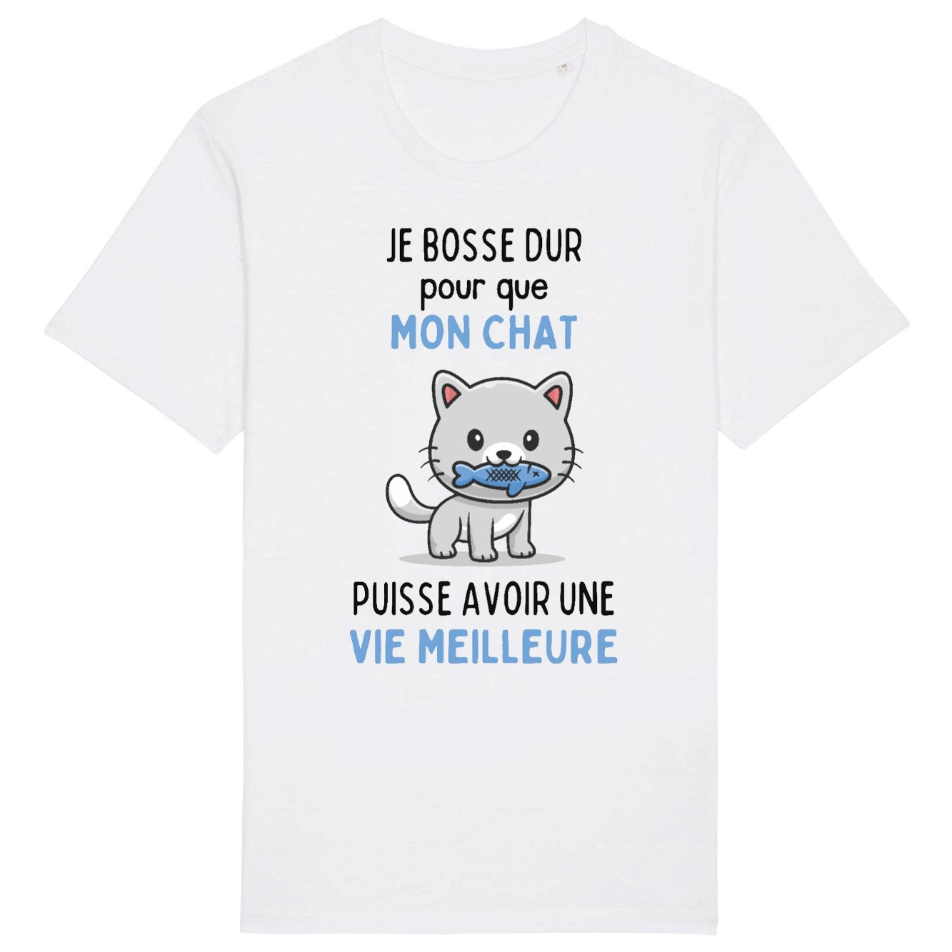 T-Shirt Homme Je bosse dur pour mon chat 