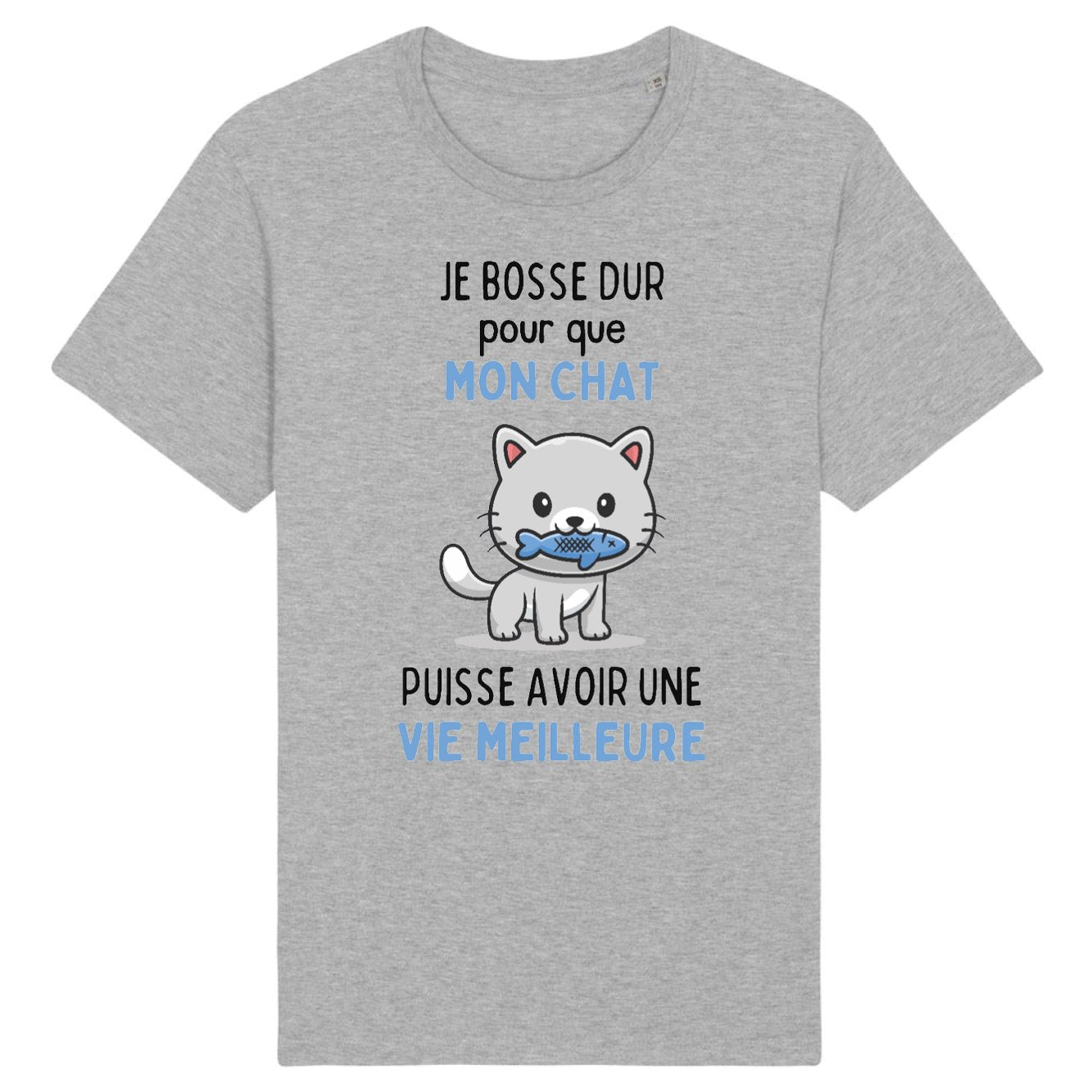 T-Shirt Homme Je bosse dur pour mon chat 