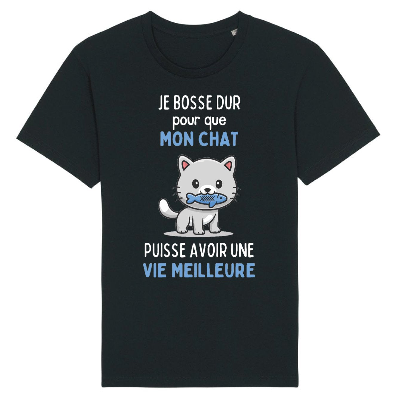 T-Shirt Homme Je bosse dur pour mon chat 