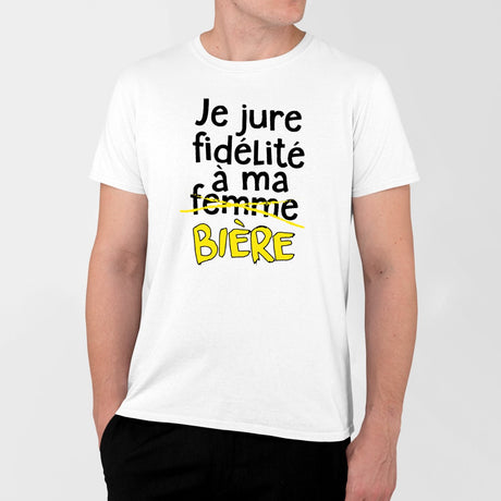 T-Shirt Homme Je jure fidélité à ma bière Blanc