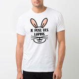 T-Shirt Homme Je pose des lapins Blanc