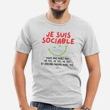 T-Shirt Homme Je suis sociable mais pas avec toi Gris