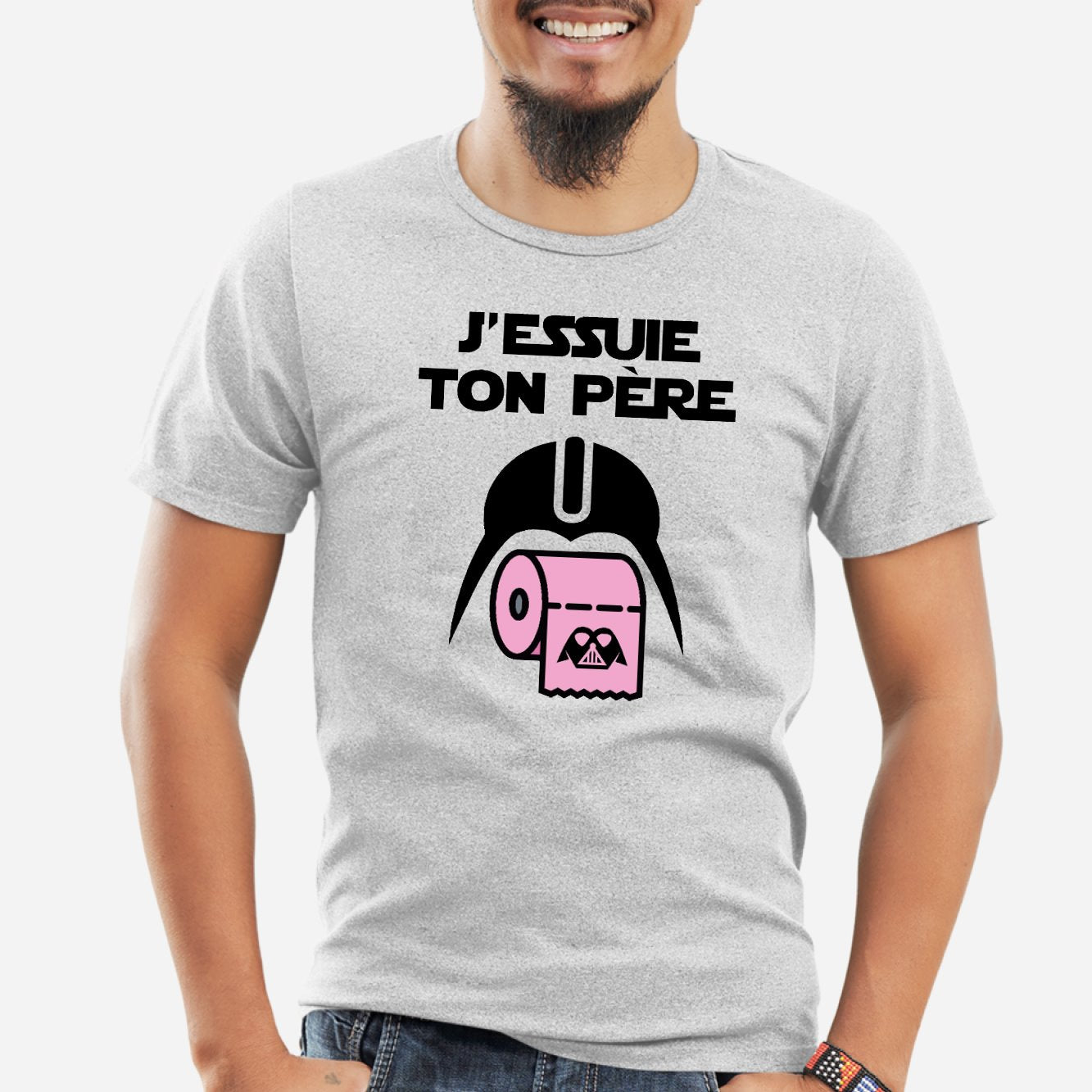 T-Shirt Homme J'essuie ton père Gris