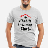 T-Shirt Homme J'habite chez mon chat Gris