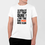 T-Shirt Homme J'me tire sur Mars avec Elon Blanc