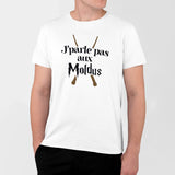 T-Shirt Homme J'parle pas aux Moldus Blanc