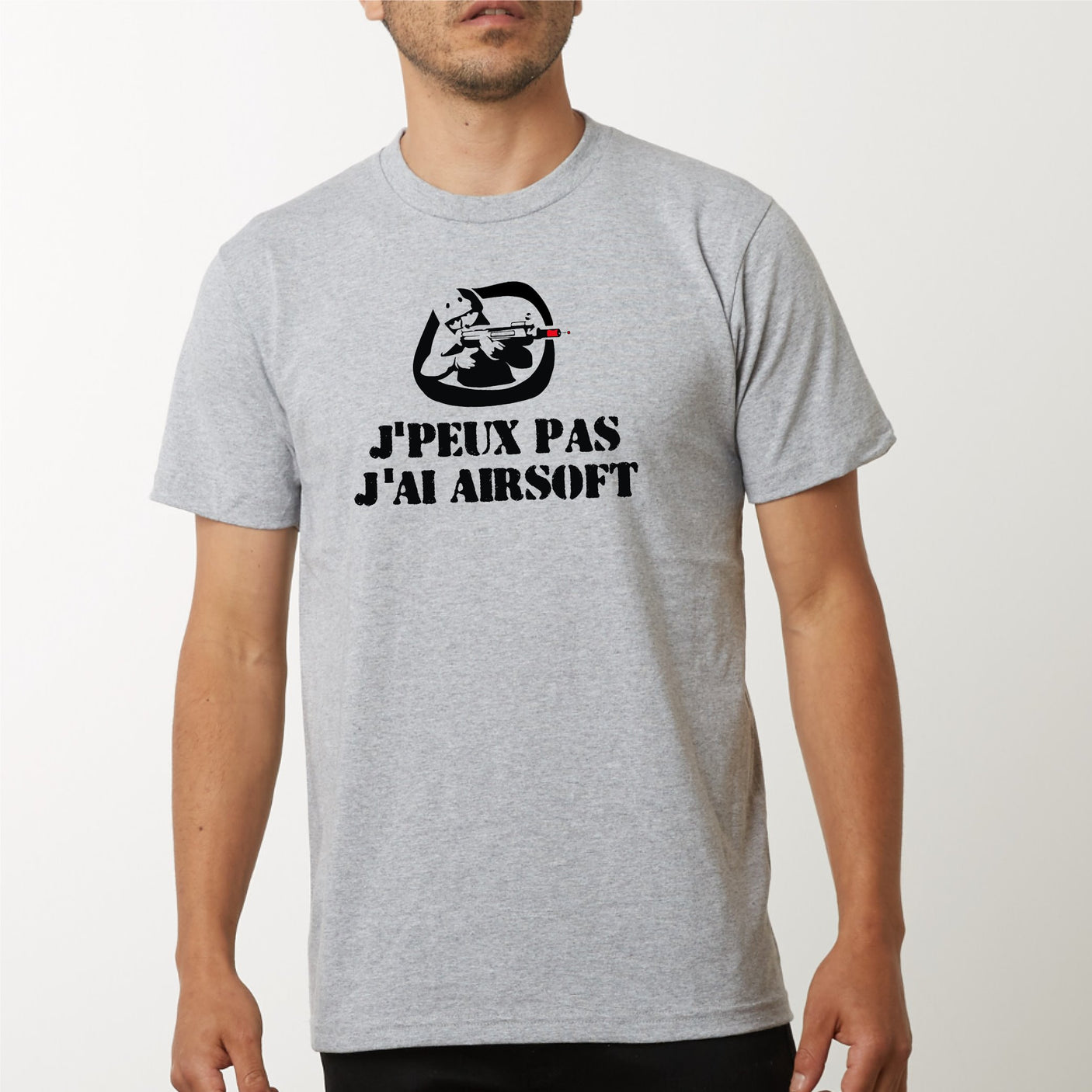 T-Shirt Homme J'peux pas j'ai airsoft Gris