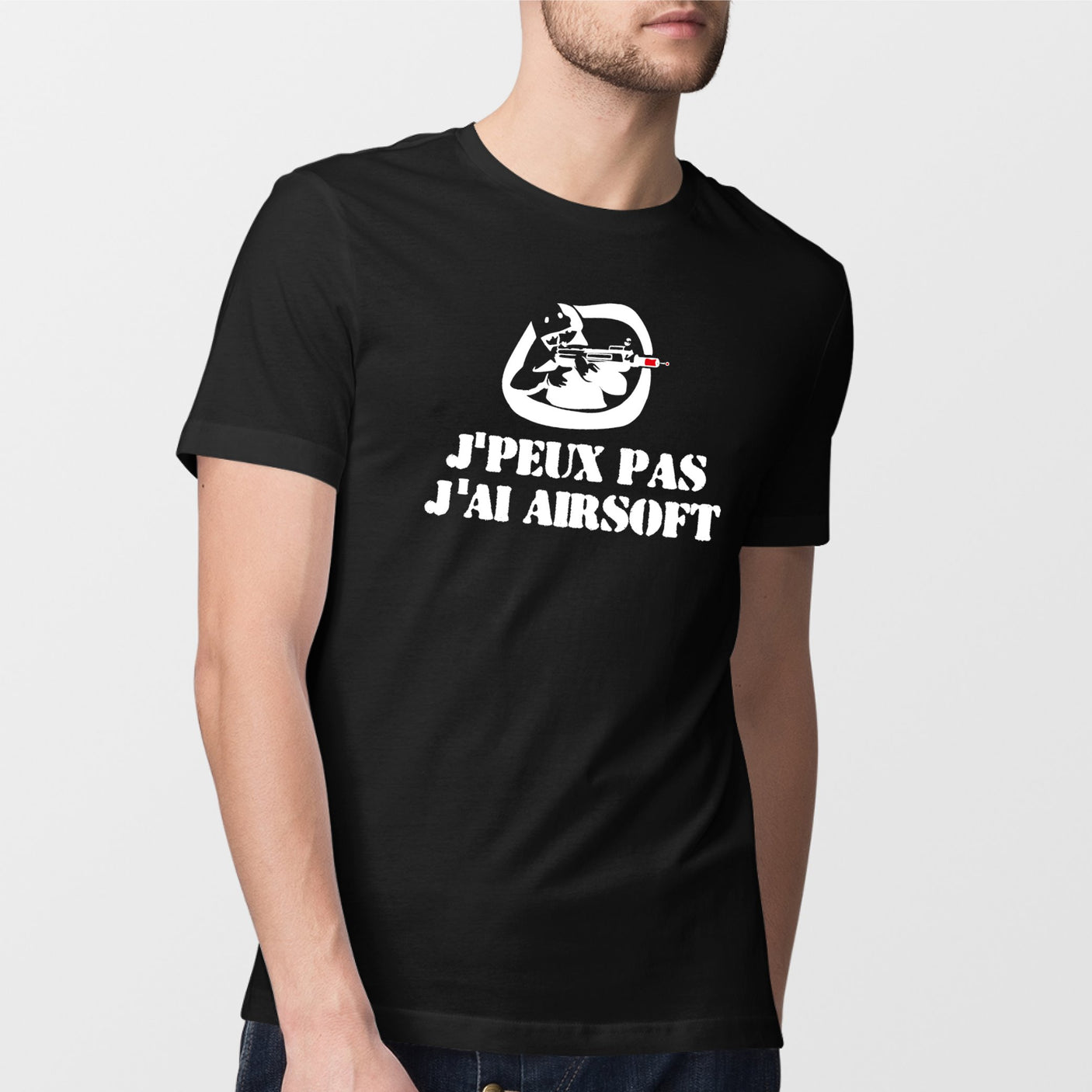 T-Shirt Homme J'peux pas j'ai airsoft Noir