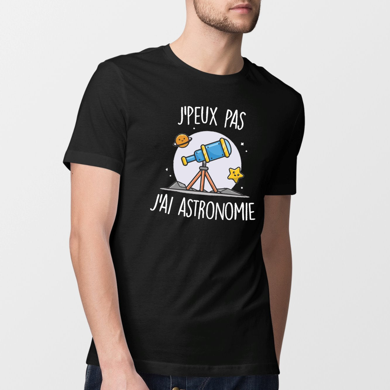 T-Shirt Homme J'peux pas j'ai astronomie Noir