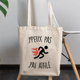 Tote bag J'peux pas j'ai athlé Blanc