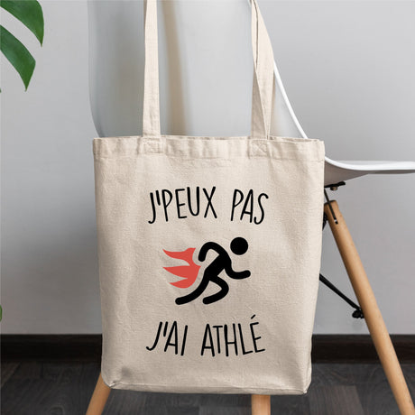 Tote bag J'peux pas j'ai athlé Blanc