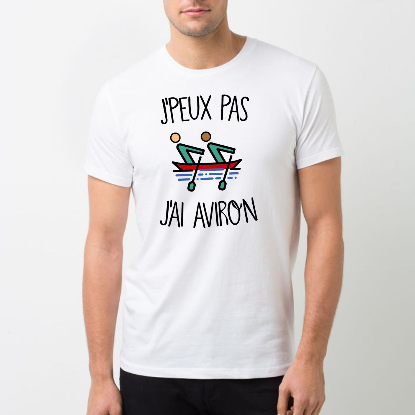 T-Shirt Homme J'peux pas j'ai aviron Blanc