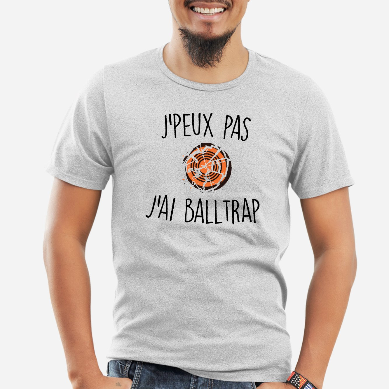 T-Shirt Homme J'peux pas j'ai ball-trap Gris