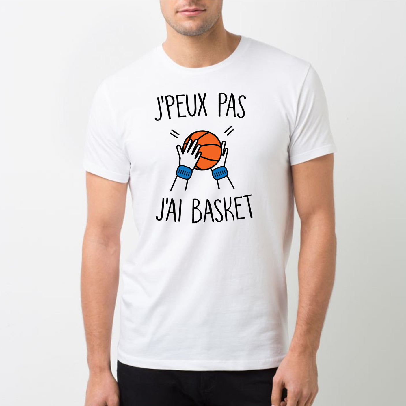 T-Shirt Homme J'peux pas j'ai basket Blanc