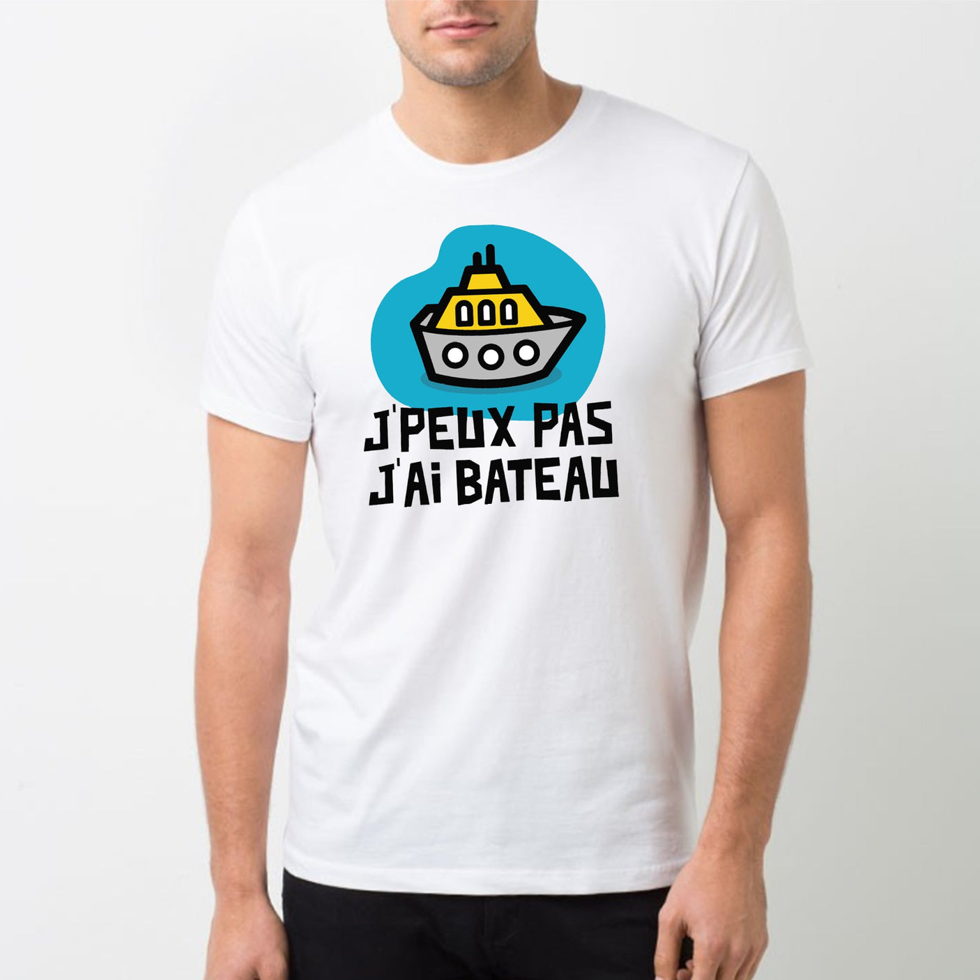 T-Shirt Homme J'peux pas j'ai bateau Blanc