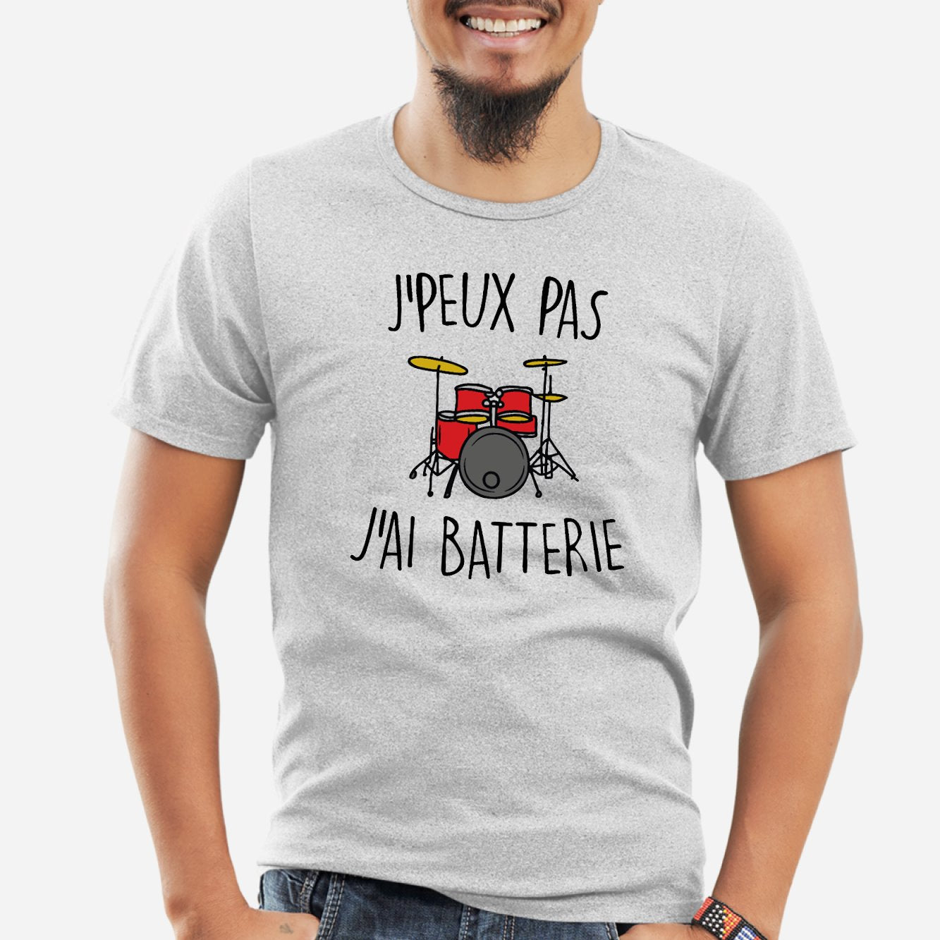 T-Shirt Homme J'peux pas j'ai batterie Gris