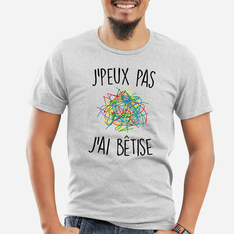 T-Shirt Homme J'peux pas j'ai bêtise Gris