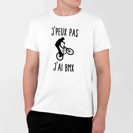 T-Shirt Homme J'peux pas j'ai BMX Blanc