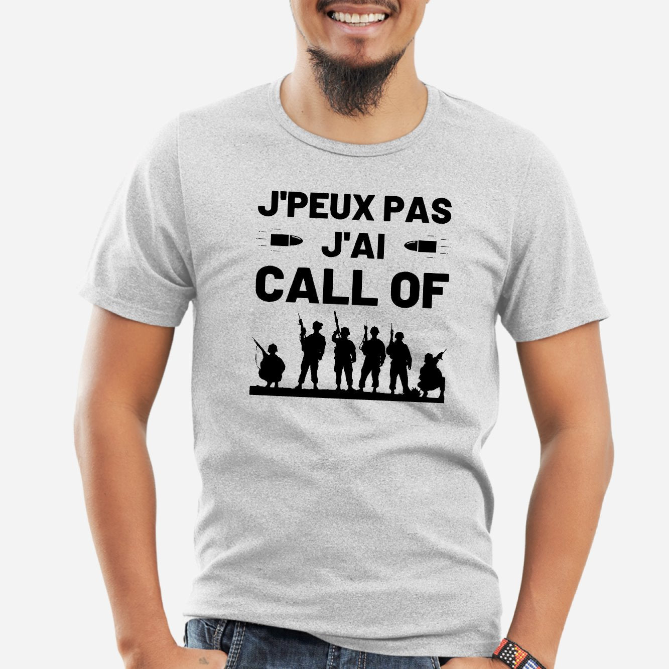 T-Shirt Homme J'peux pas j'ai call of Gris