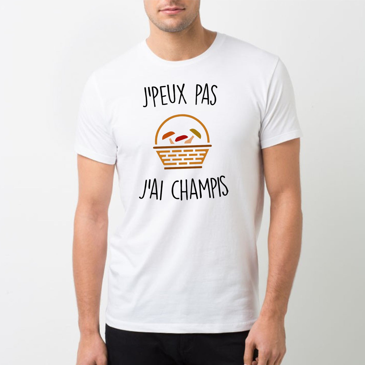 T-Shirt Homme J'peux pas j'ai champignons Blanc