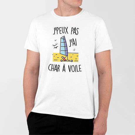 T-Shirt Homme J'peux pas j'ai char à voile Blanc