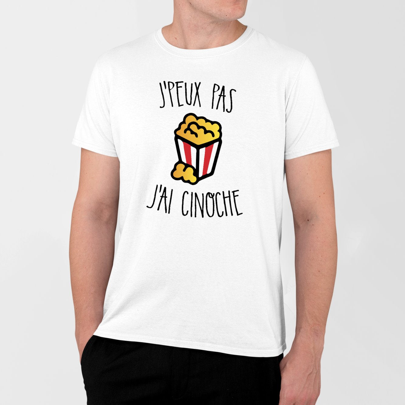 T-Shirt Homme J'peux pas j'ai cinoche Blanc