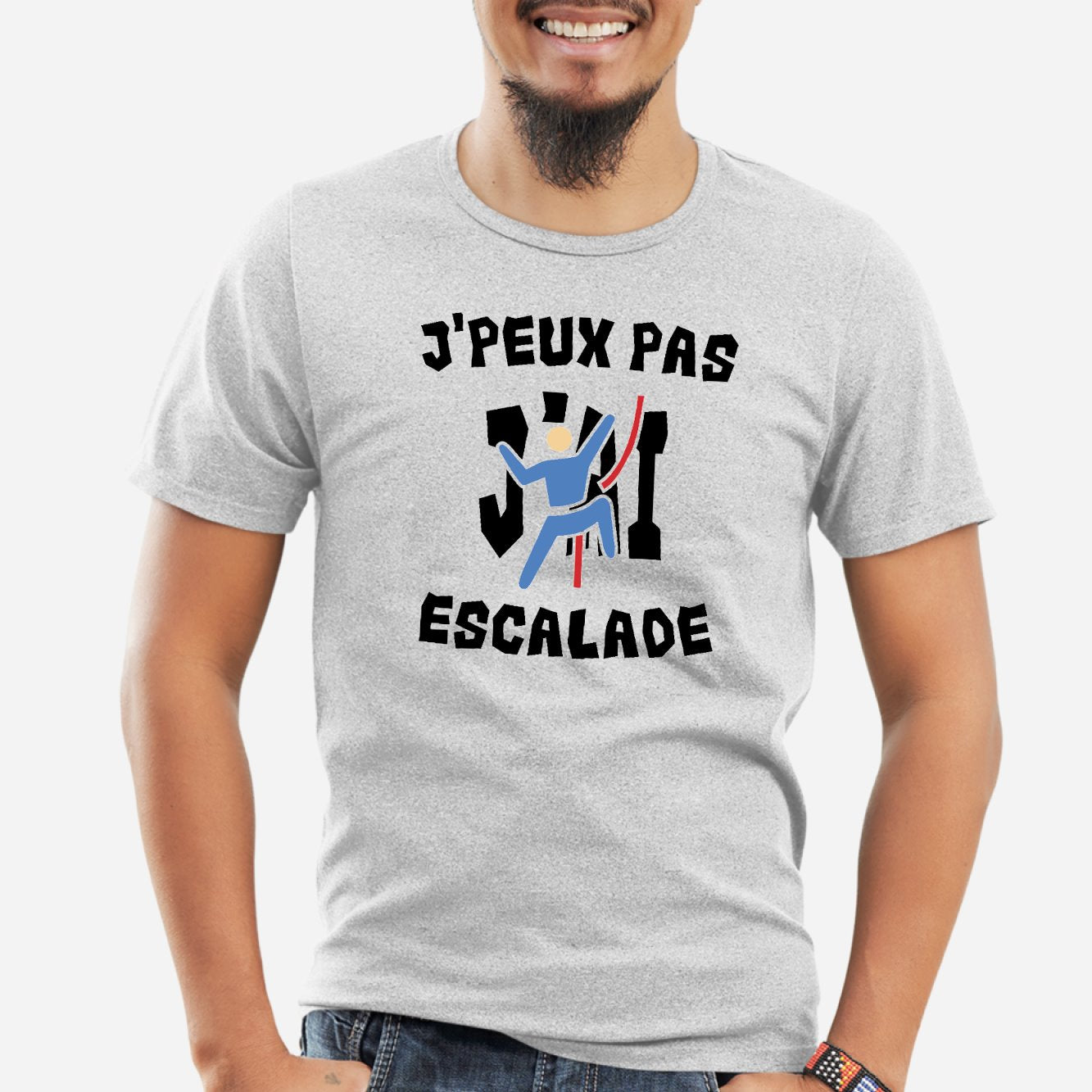 T-Shirt Homme J'peux pas j'ai escalade Gris