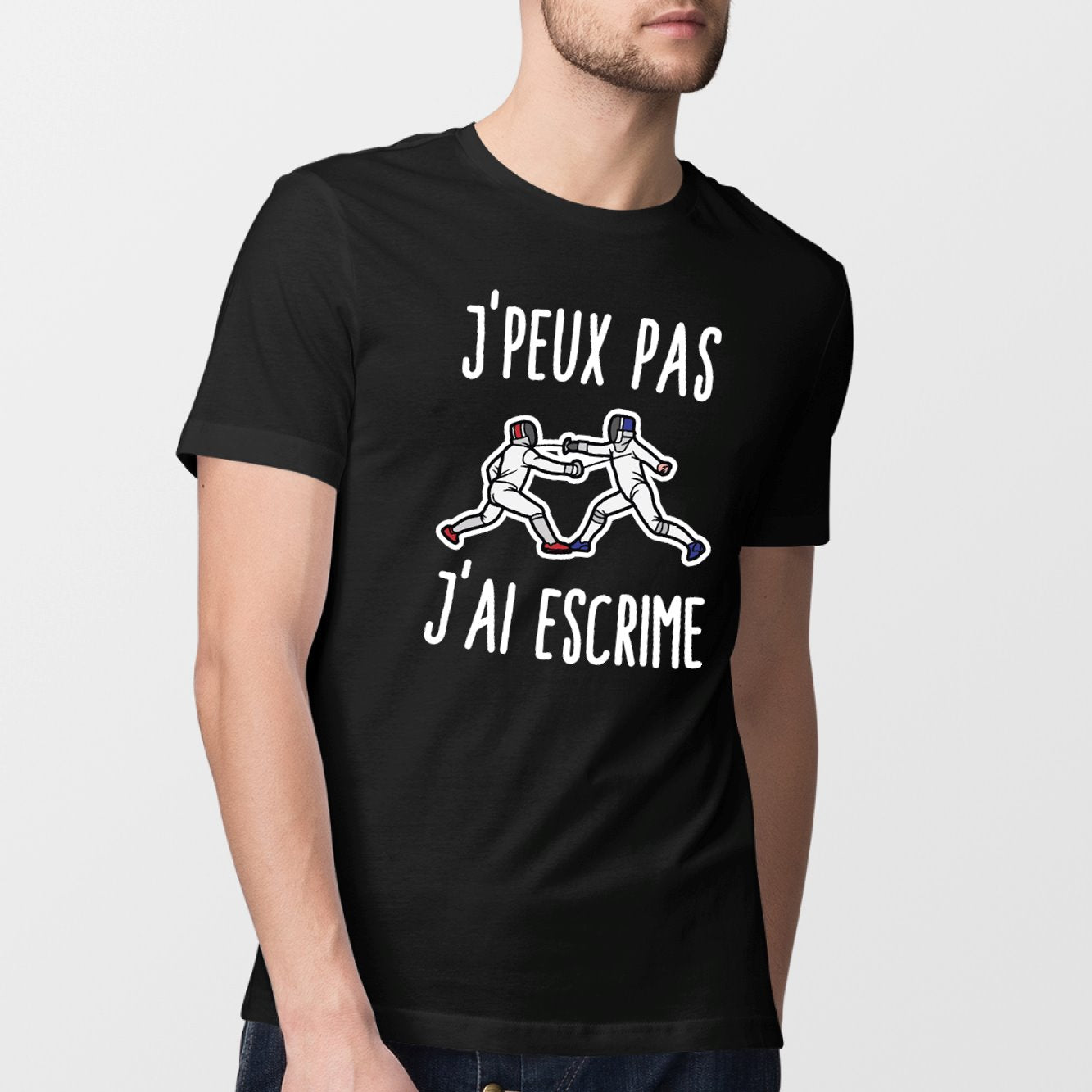 T-Shirt Homme J'peux pas j'ai escrime Noir