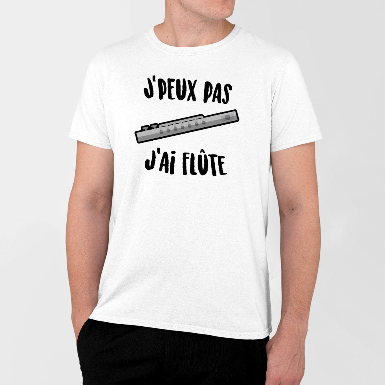 T-Shirt Homme J'peux pas j'ai flûte Blanc