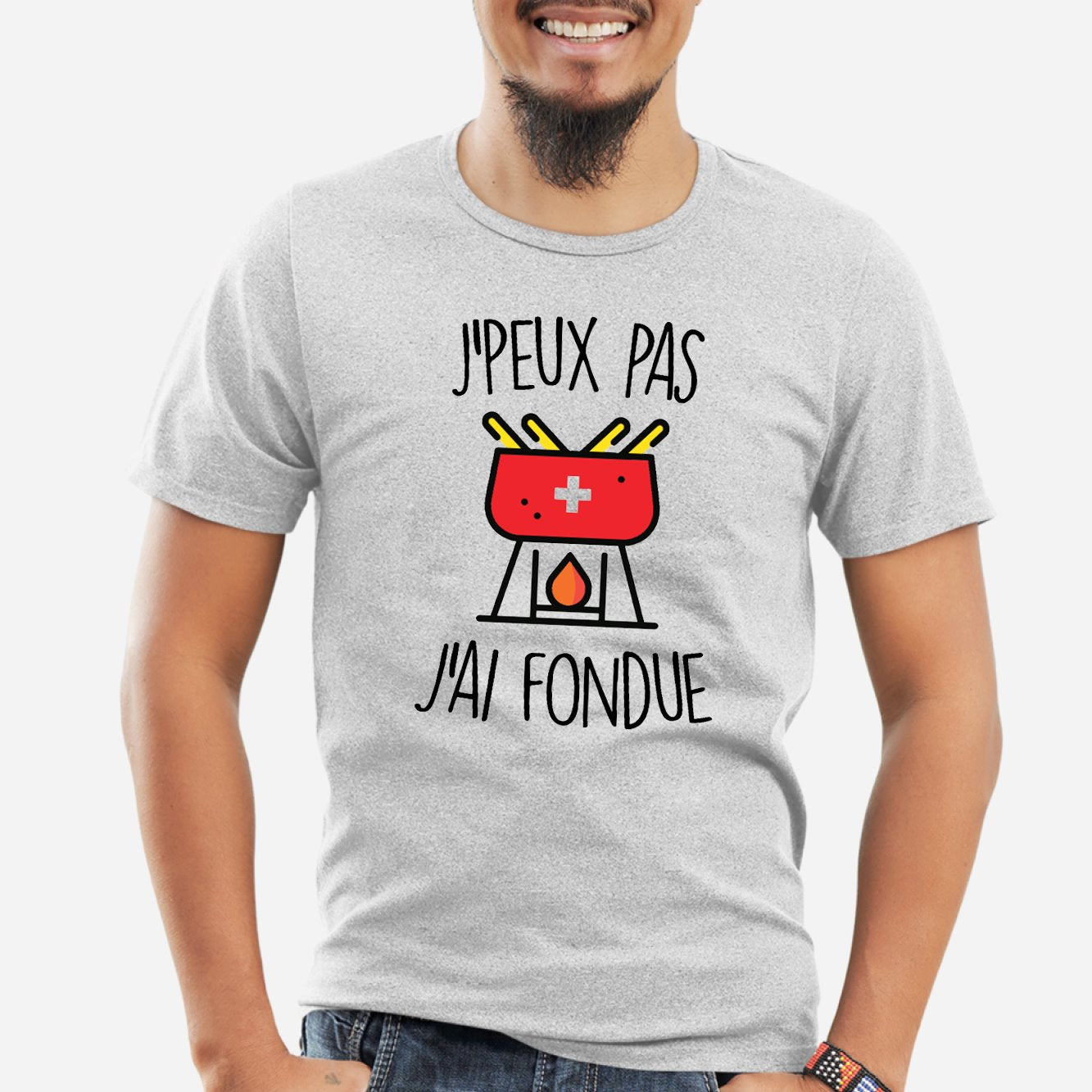 T-Shirt Homme J'peux pas j'ai fondue Gris