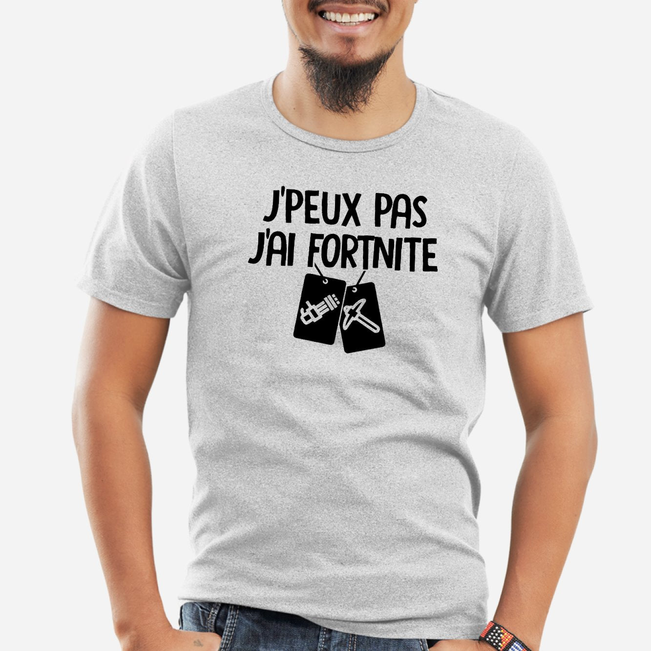 T-Shirt Homme J'peux pas j'ai Fortnite Gris