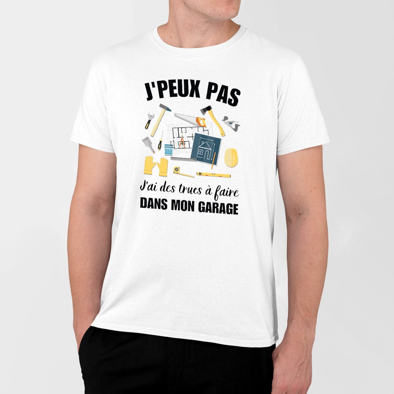 T-Shirt Homme J'peux pas j'ai garage Blanc