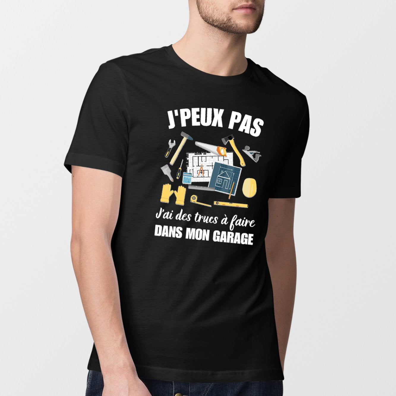 T-Shirt Homme J'peux pas j'ai garage Noir