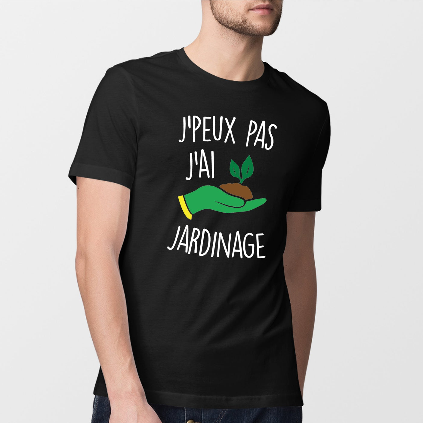 T-Shirt Homme J'peux pas j'ai jardinage Noir