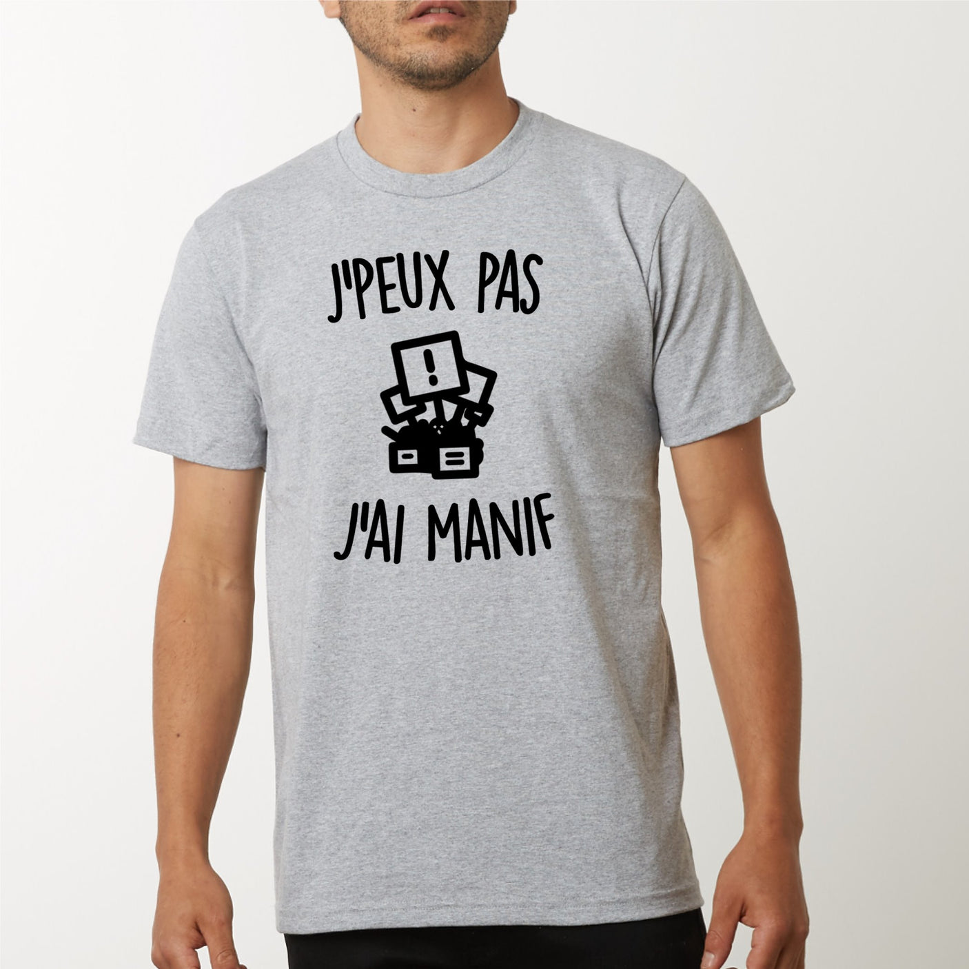 T-Shirt Homme J'peux pas j'ai manif Gris