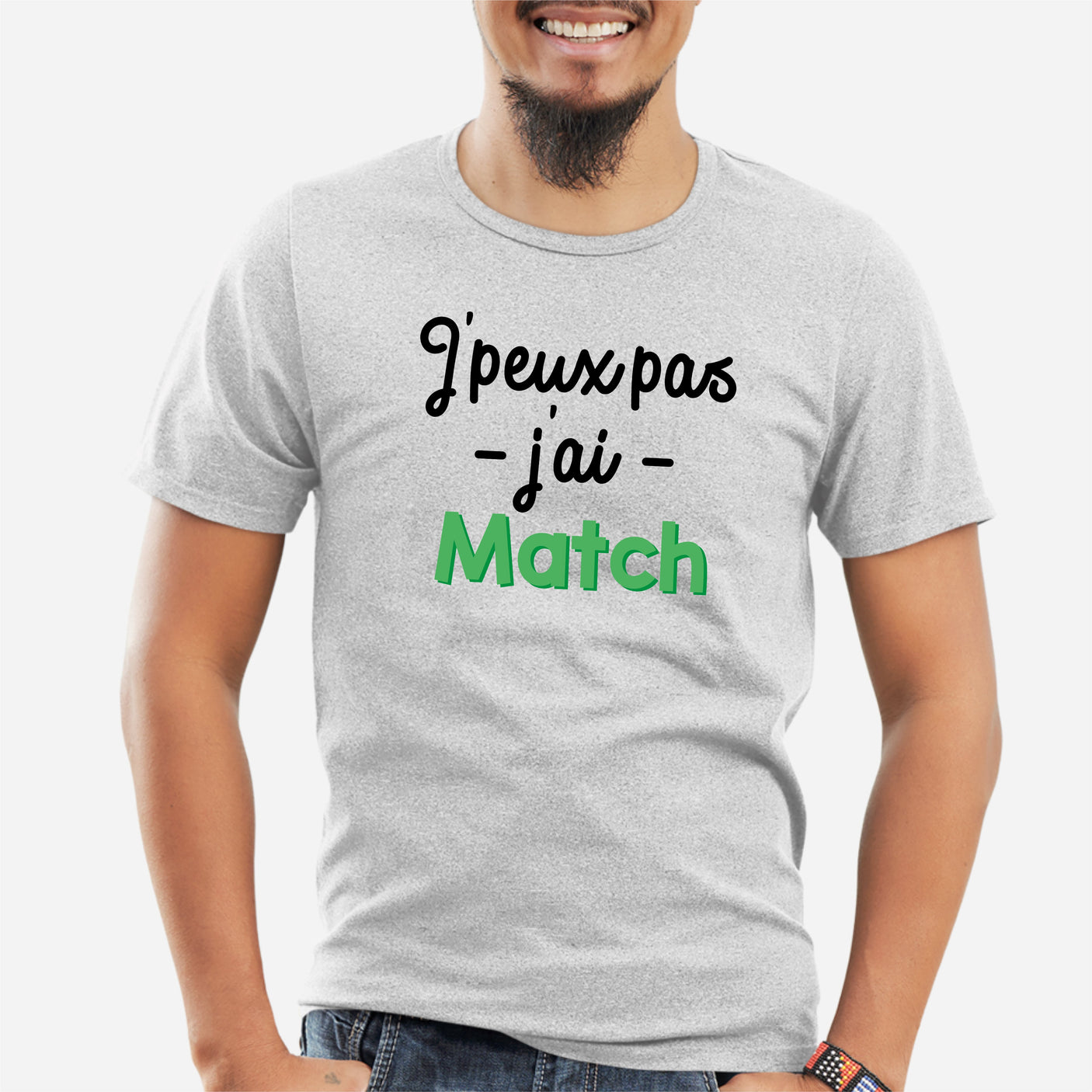 T-Shirt Homme J'peux pas j'ai match Gris