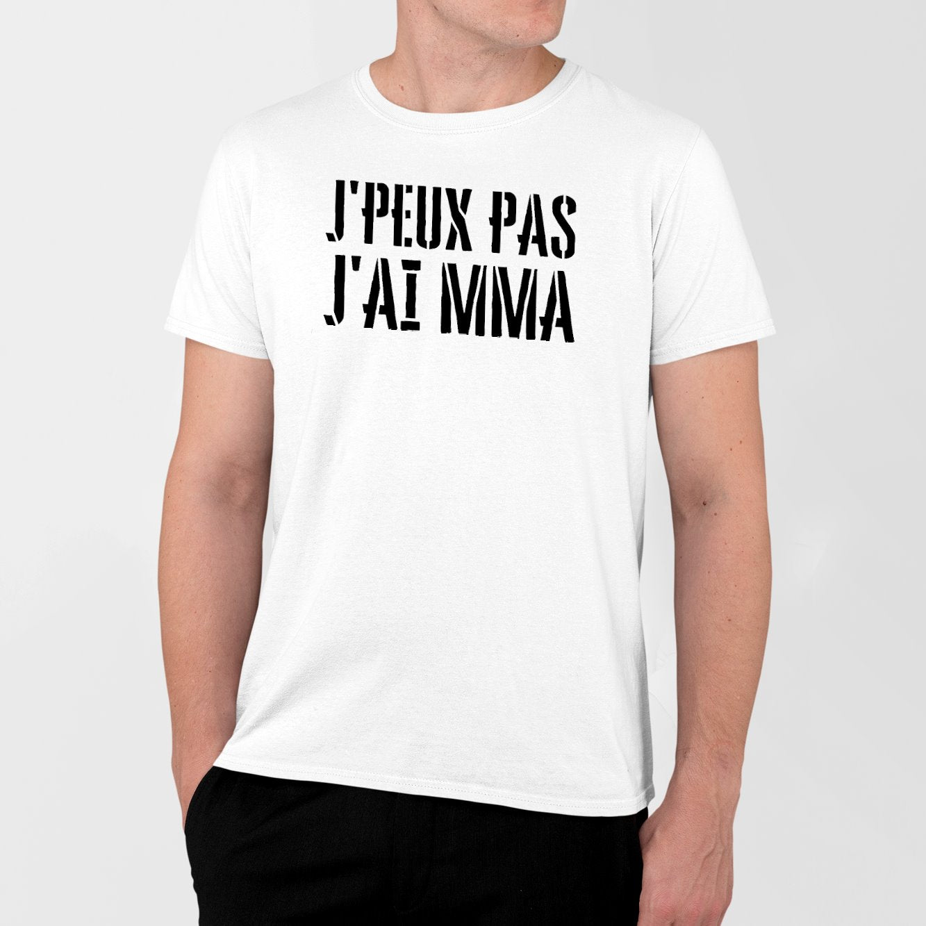 T-Shirt Homme J'peux pas j'ai MMA Blanc