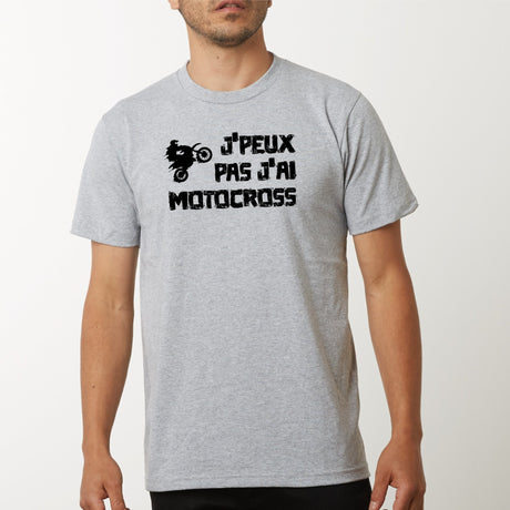 T-Shirt Homme J'peux pas j'ai motocross Gris