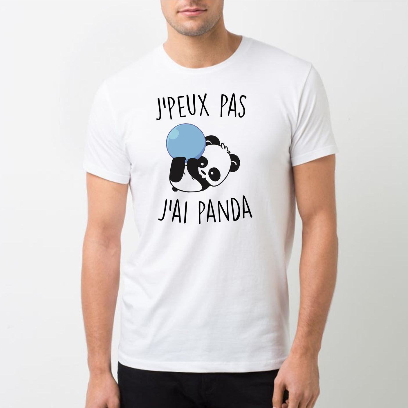 T-Shirt Homme J'peux pas j'ai panda Blanc