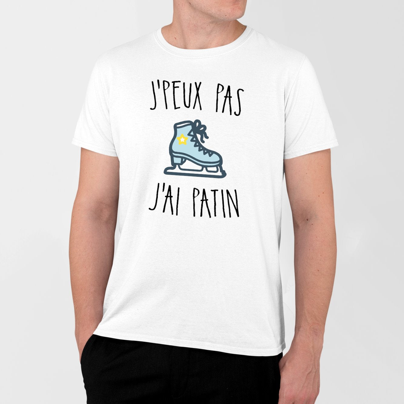 T-Shirt Homme J'peux pas j'ai patin Blanc