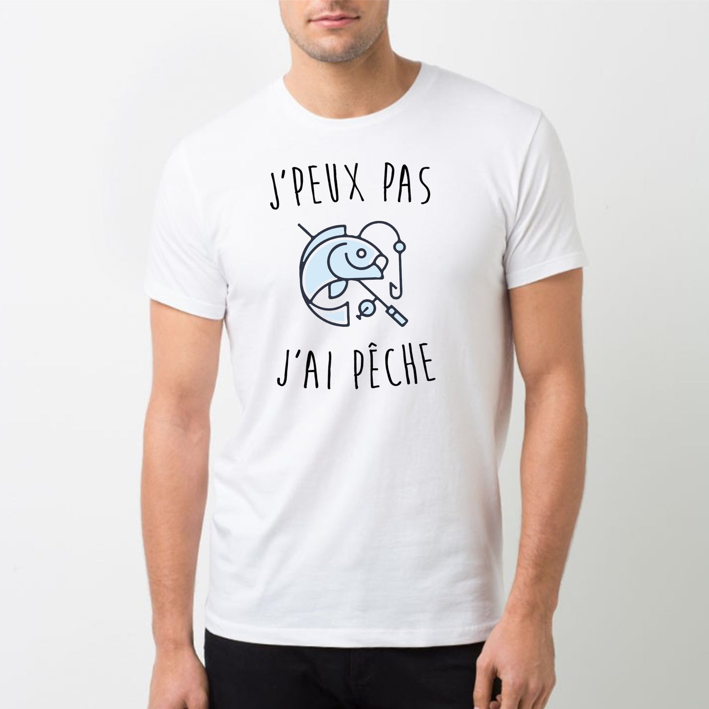 T-Shirt Homme J'peux pas j'ai pêche Blanc