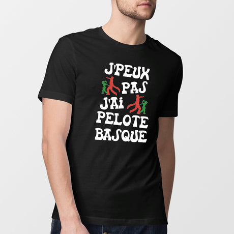 T-Shirt Homme J'peux pas j'ai pelote basque Noir