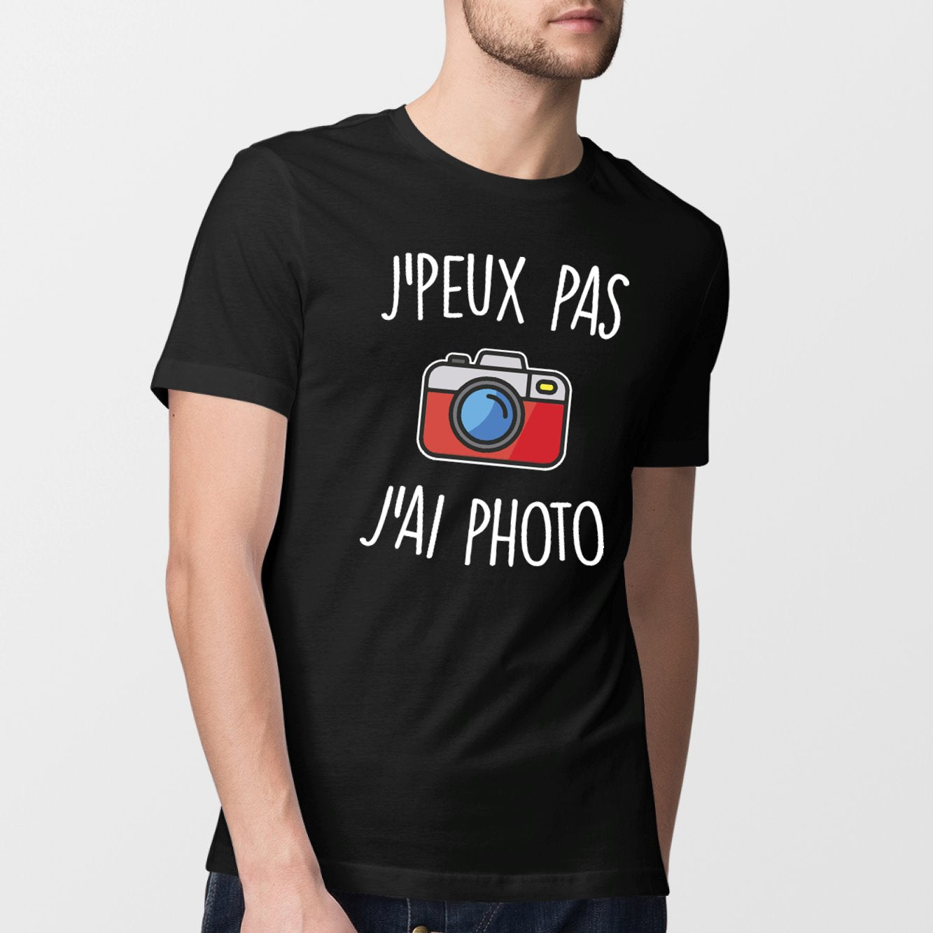 T-Shirt Homme J'peux pas j'ai photo Noir