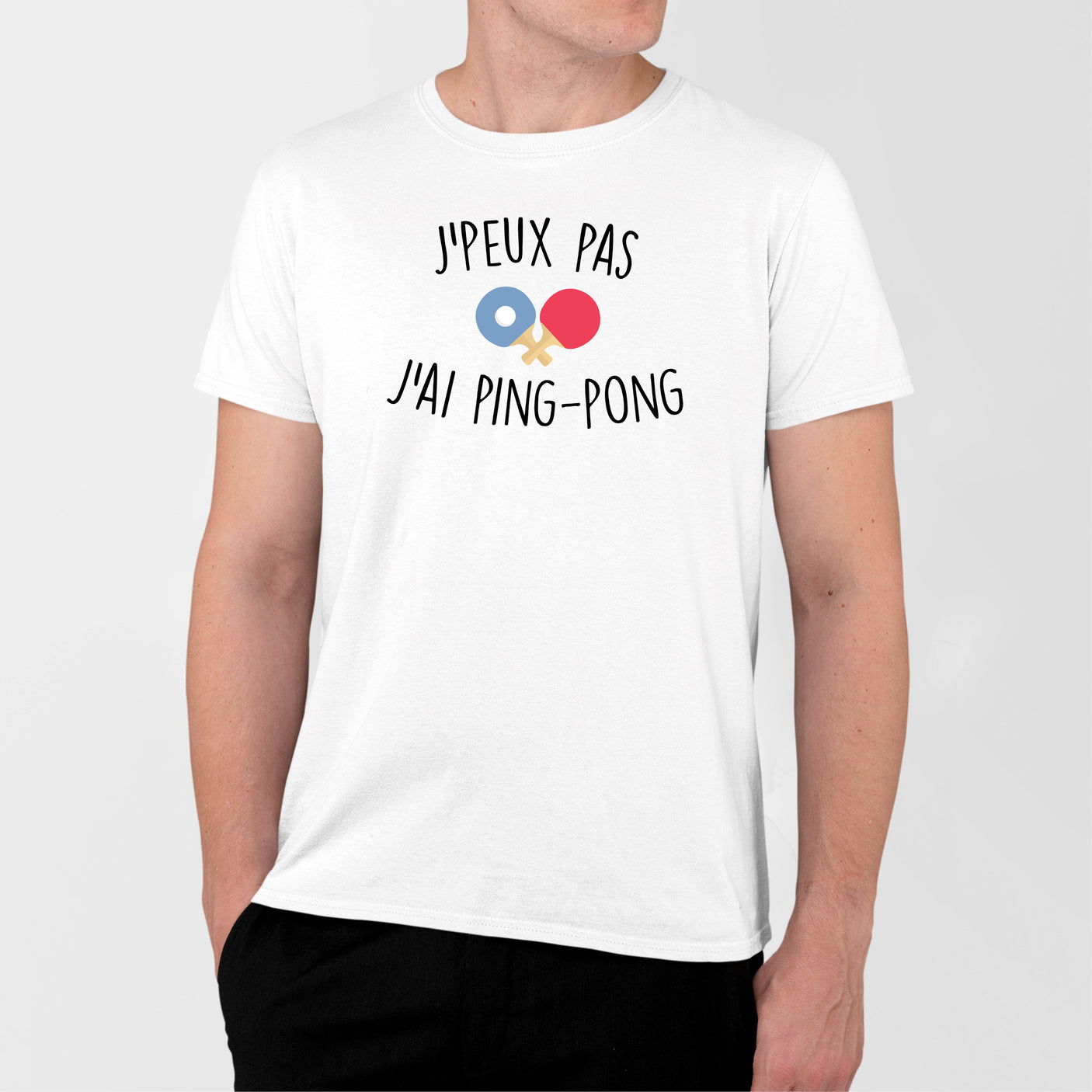 T-Shirt Homme J'peux pas j'ai ping-pong Blanc