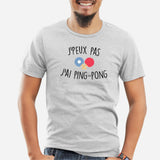 T-Shirt Homme J'peux pas j'ai ping-pong Gris