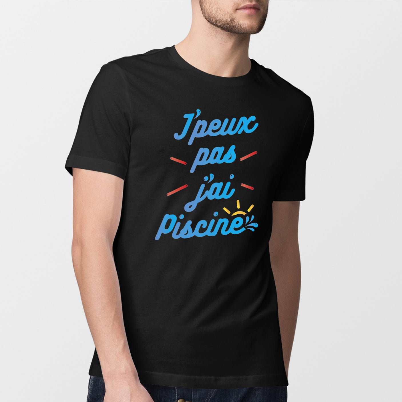 T-Shirt Homme J'peux pas j'ai piscine Noir