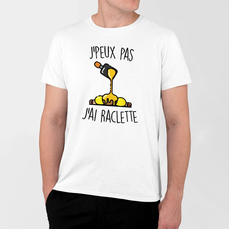 T-Shirt Homme J'peux pas j'ai raclette Blanc